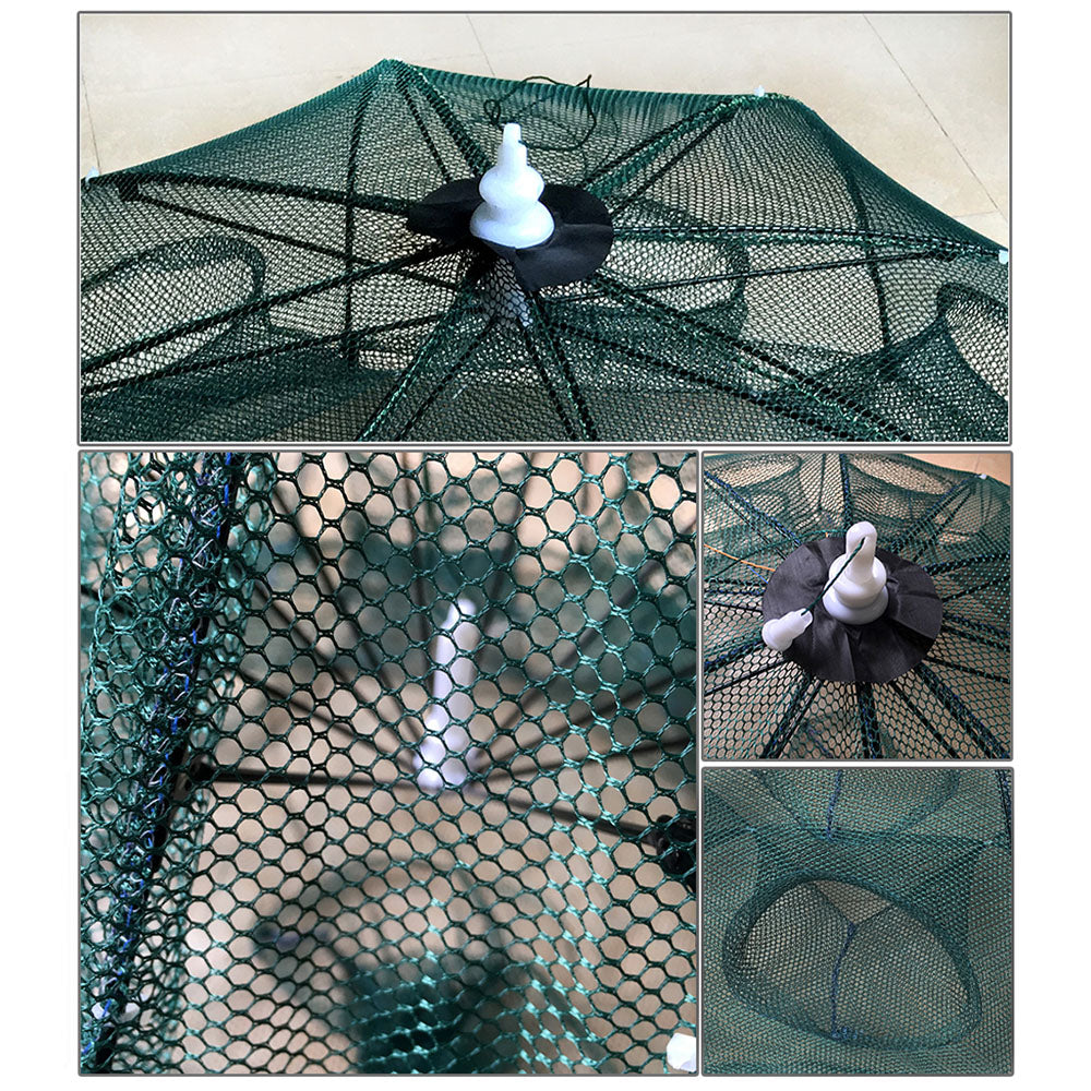 Folded Portable 4-28 Holes Strengthened Automatic Fishing Net Shrimp Minnow  Crab Cage Nylon Fish Trap Cast Network Fishing Tool