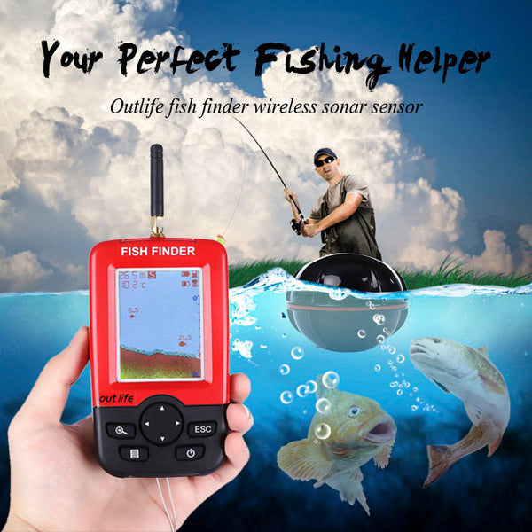 Portable Depth Fish Finder with 100 M Wireless Sonar Echo Sounder for Lake Sea or River Fishing
