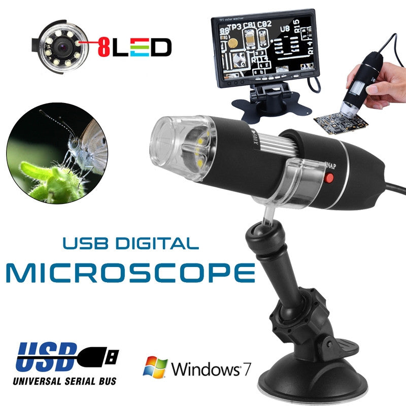 Portable USB Digital Electron Microscope 40X-1000X with 8 LED lights ...