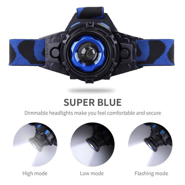 Fantastic Rechargeable Waterproof LED Headlamp for Hunting, Cycling, Fishing, Running, Camping, Working, Climbing.